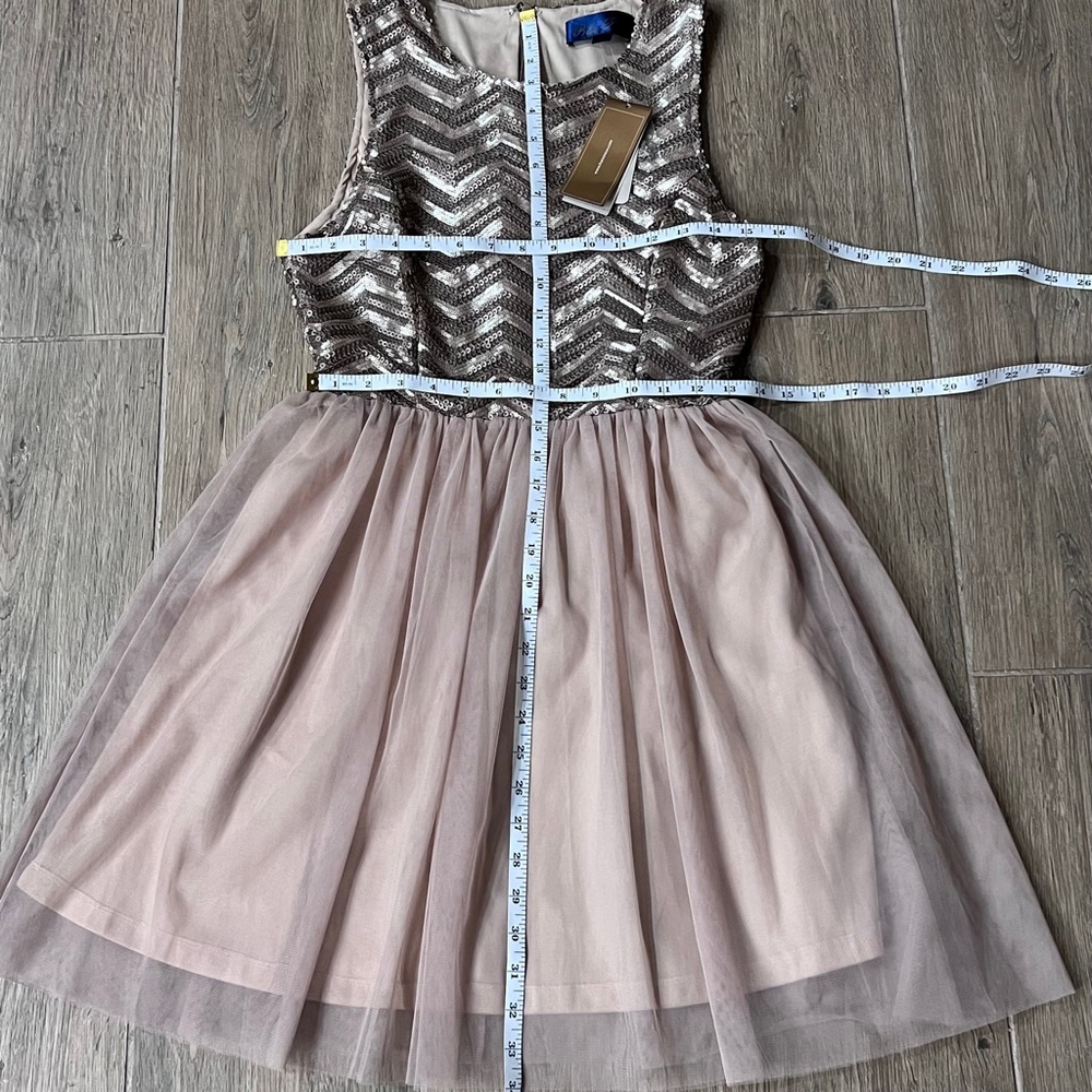 Dress Short Formal Sequin Rose Gold Tulle Pink Dance Party Gown Hoco Holiday - Picture 7 of 13
